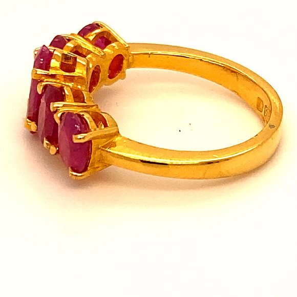 Burmese Ruby 2.30ct Solid 22K Multistone Gold Ring - Picture 8 of 9
